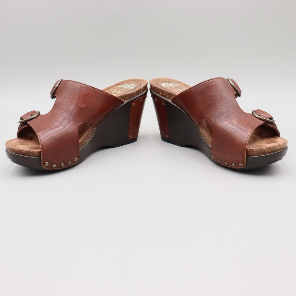 Dansko Women's Fern Antique Full Grain Brandy Leather Wedge Sandals Size 6.5- 7 - Picture 4 of 8